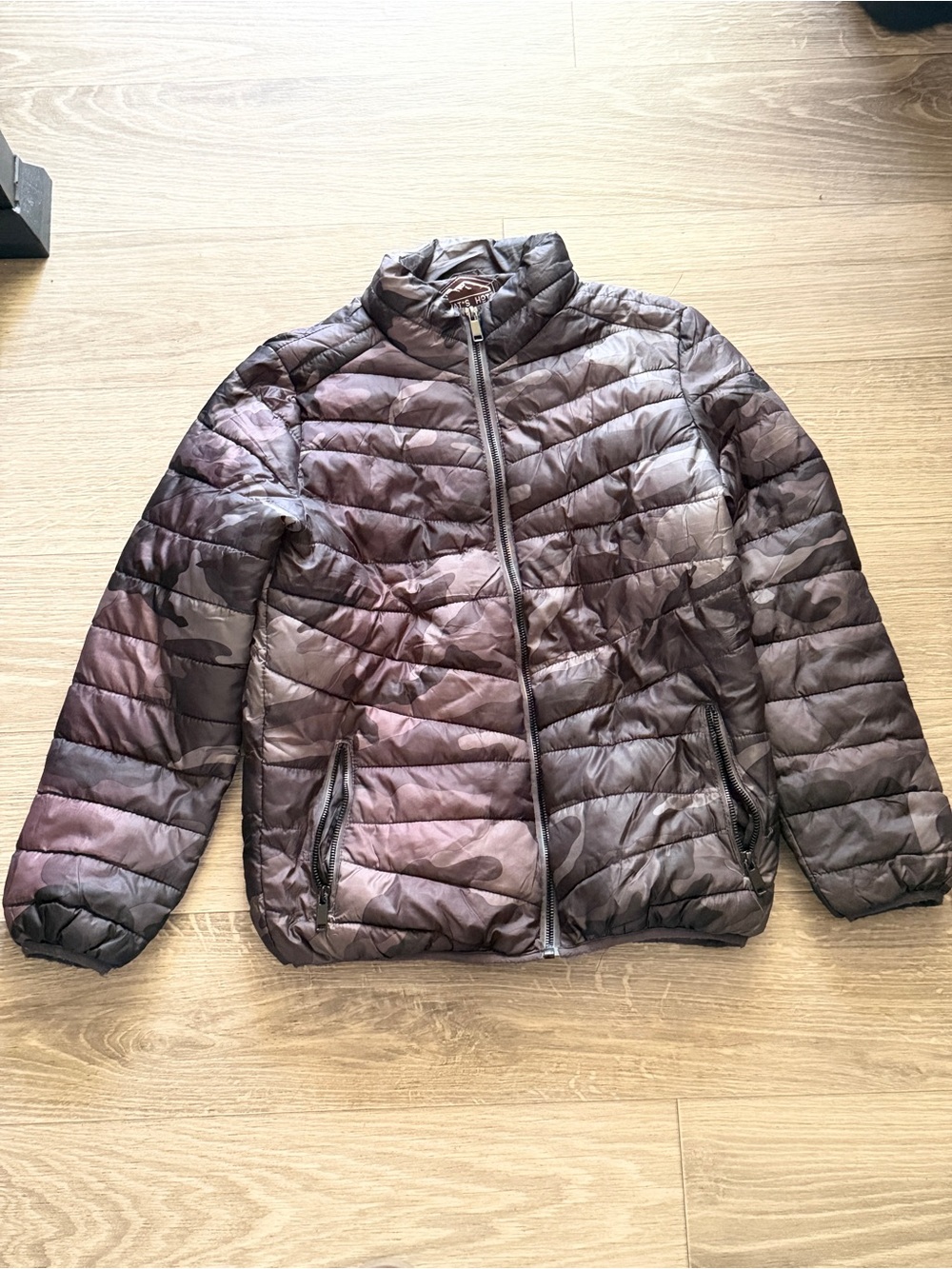 Kids Camo Quilted Pea Coat - Brown